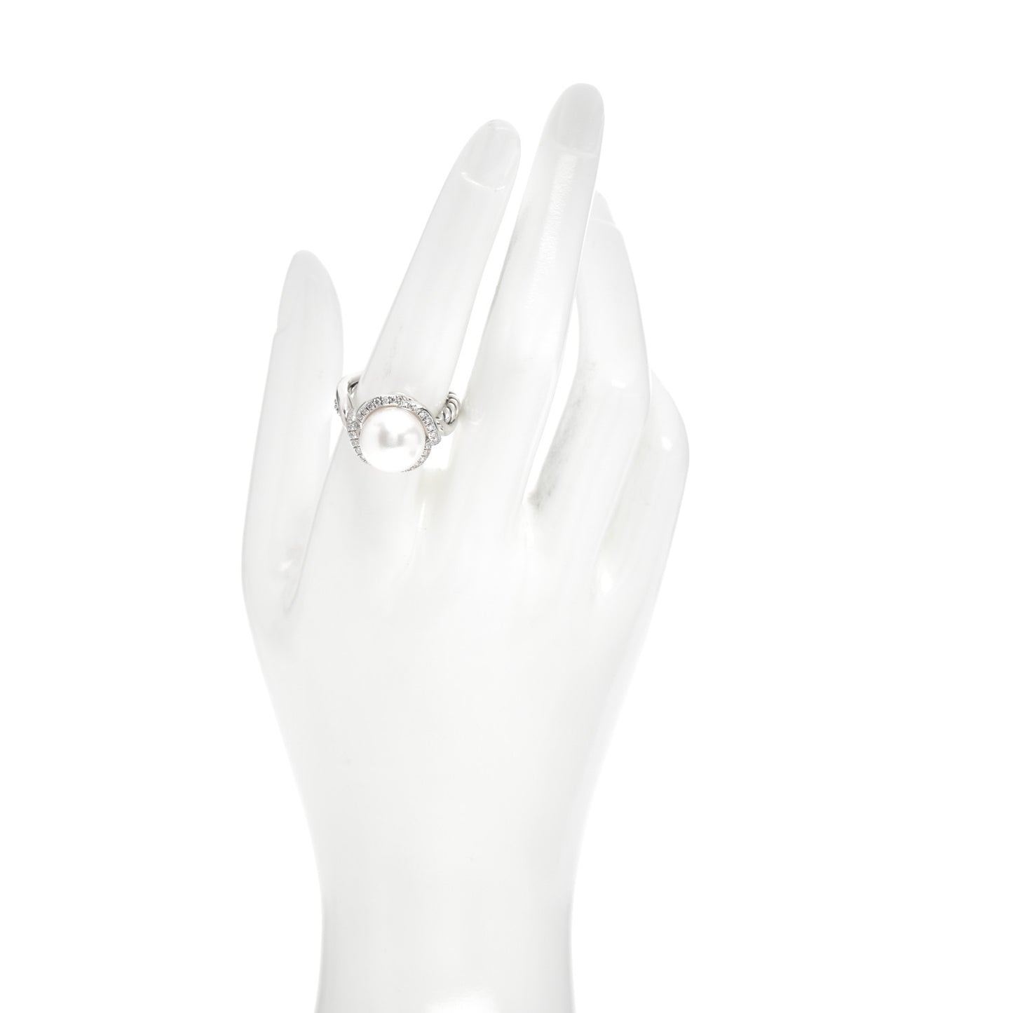 Sterling Silver Diamond Pearl 11.5mm Ring 57 8