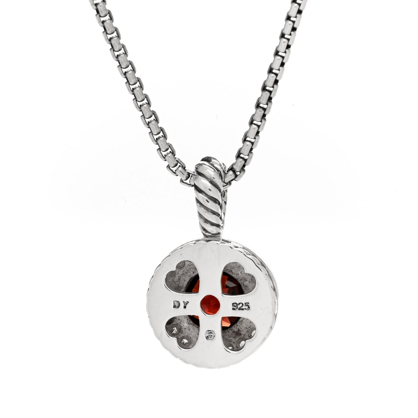 Sterling Silver Diamond Garnet 8mm Petite Cerise Pendant Necklace