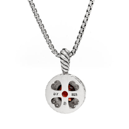 David Yurman Sterling Silver Diamond Garnet 8mm Petite Cerise Pendant Necklace 4 of 4