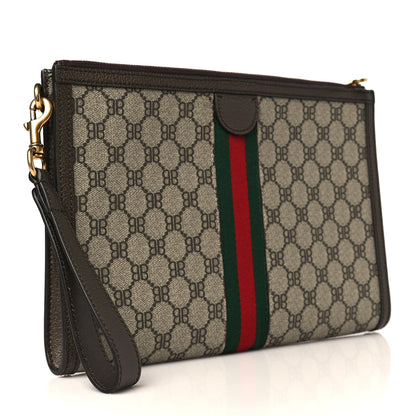 Gucci X BALENCIAGA BB Supreme Monogram Web Ophidia Wristlet Beige New Acero 3 of 8