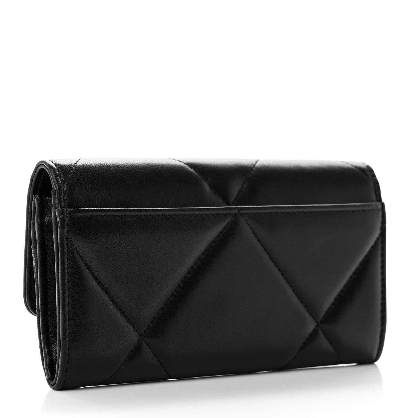 Lambskin Quilted Chanel 19 Flap Wallet Black