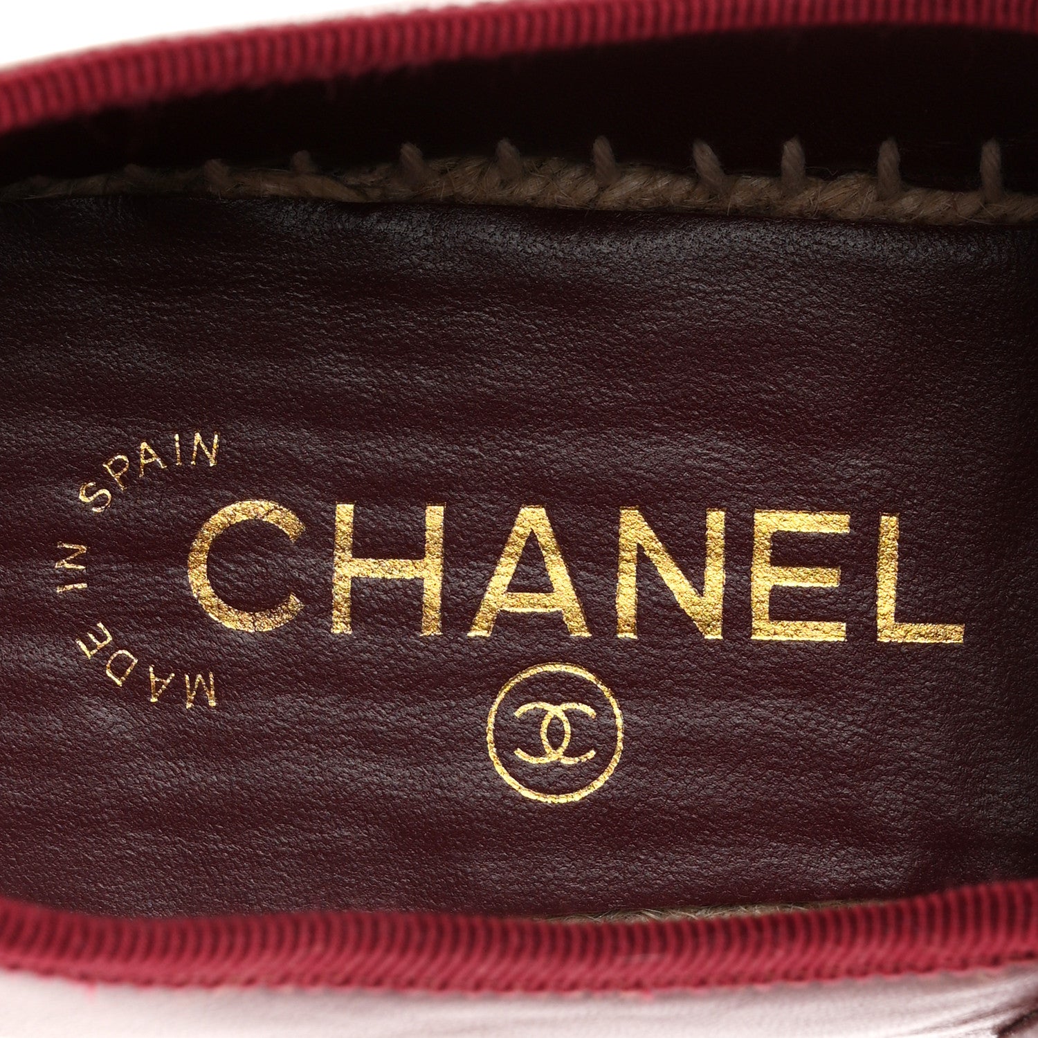 Chanel Lambskin Jute Mary Jane Flats 38 Burgundy 9 of 11