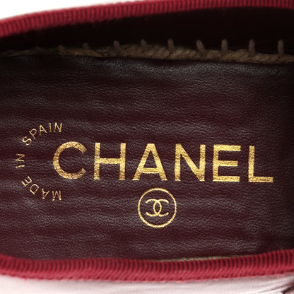 Chanel Lambskin Jute Mary Jane Flats 38 Burgundy 9 of 11