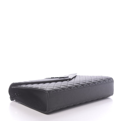 Saint Laurent Grain De Poudre Textured Mixed Matelasse Large Triquilt Monogram Monochrome Satchel Black 4 of 9