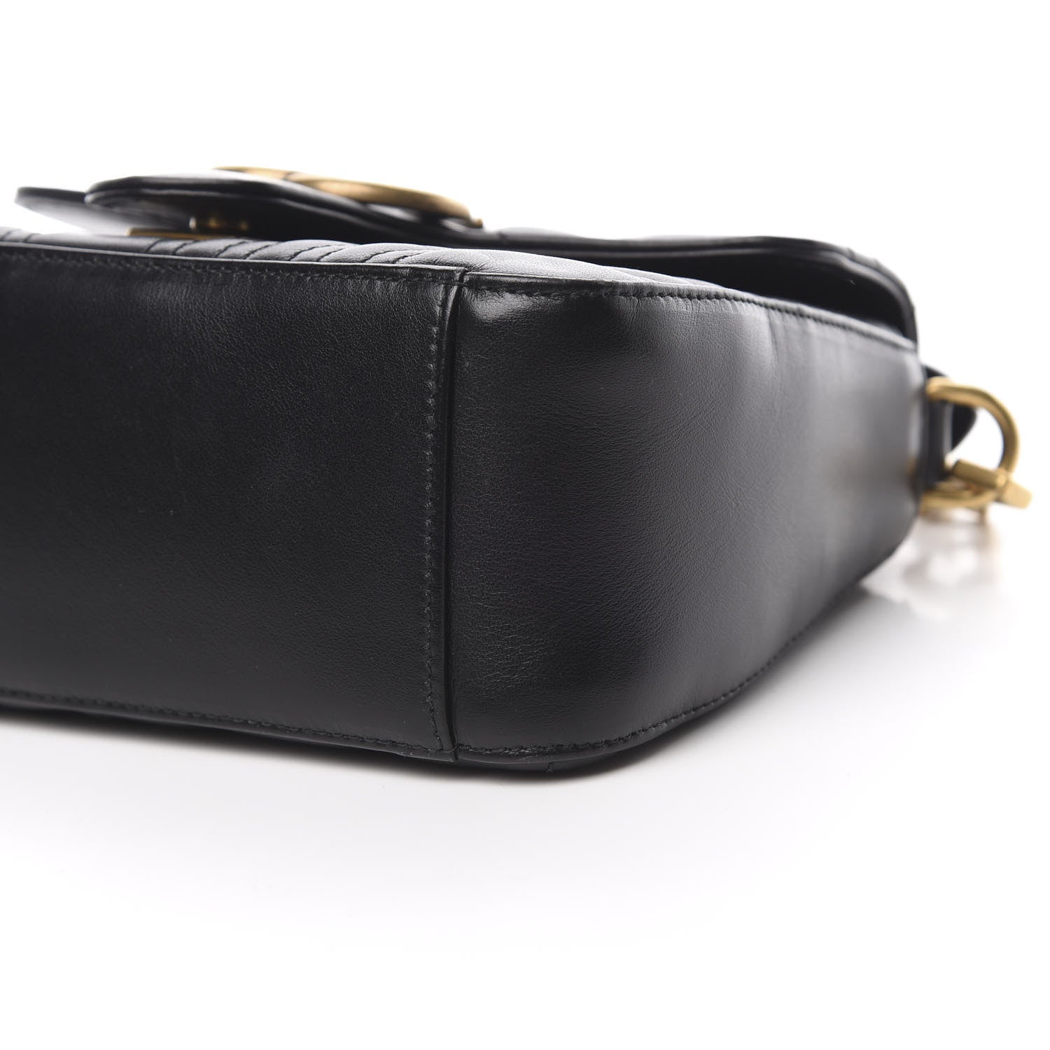 Gucci Calfskin Matelasse Mini GG Marmont Top Handle Shoulder Bag Black 10 of 12
