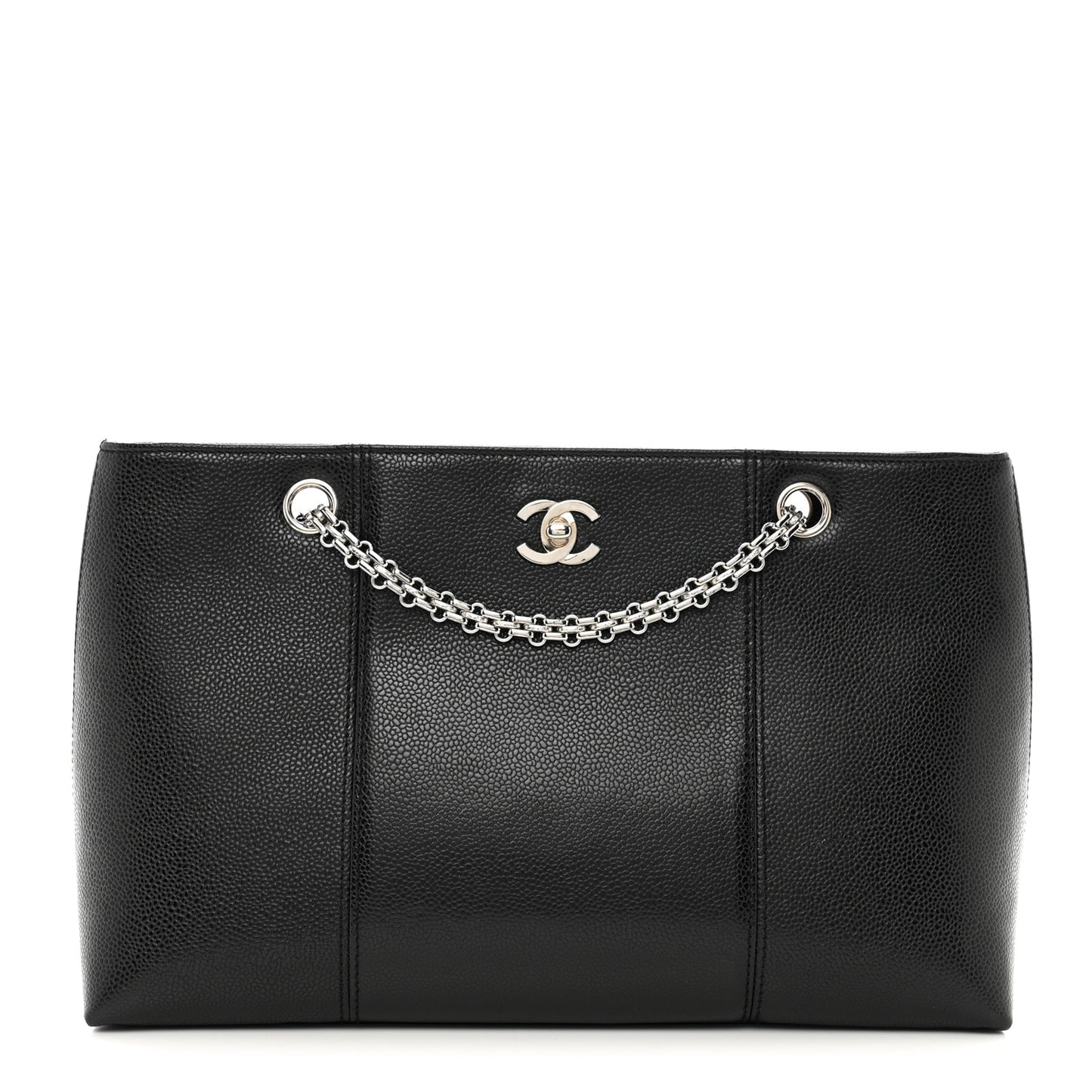 Grained Calfskin Bijoux Chain Shoulder Bag Black