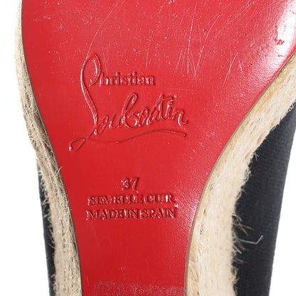 Christian Louboutin Canvas Formentera Platform Espadrille Wedges 37 Black 5 of 5