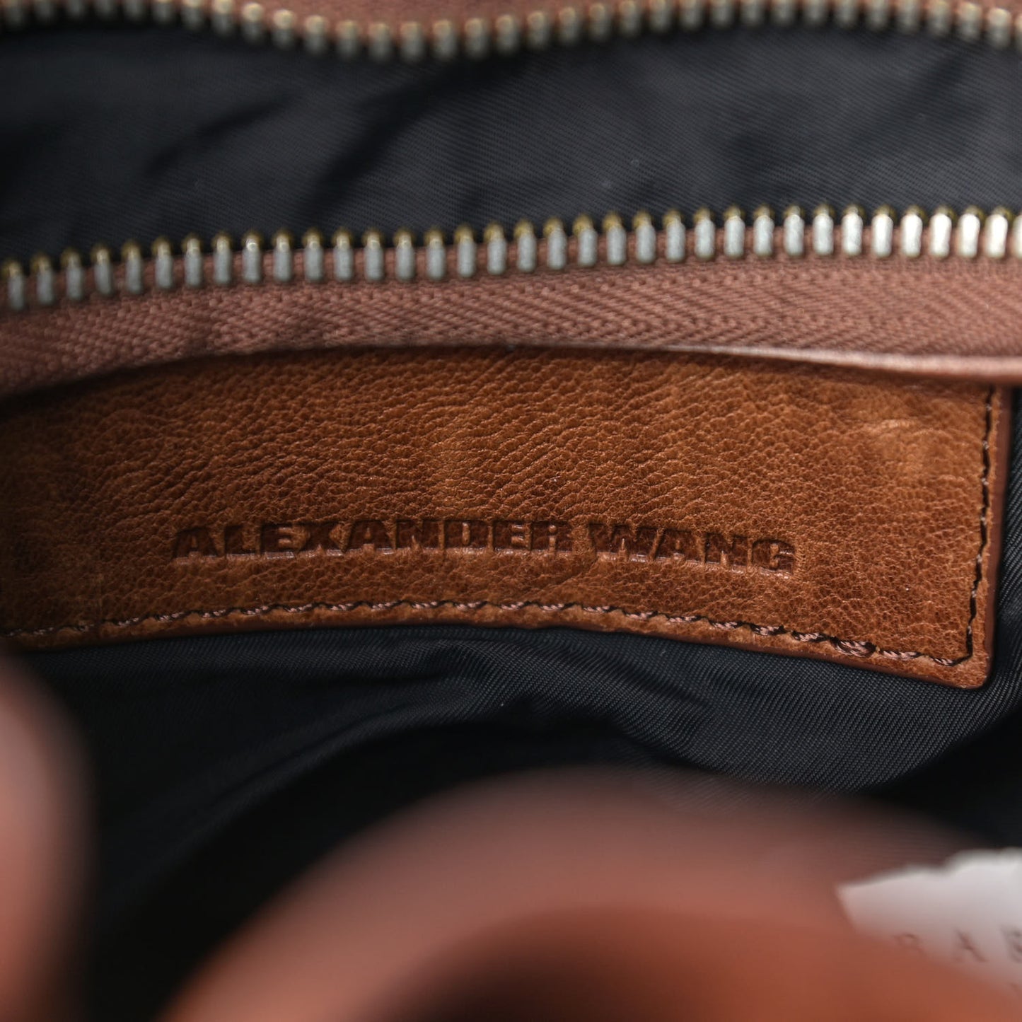 Pebbled Lambskin Diego Bucket Bag Brown Brass Hardware