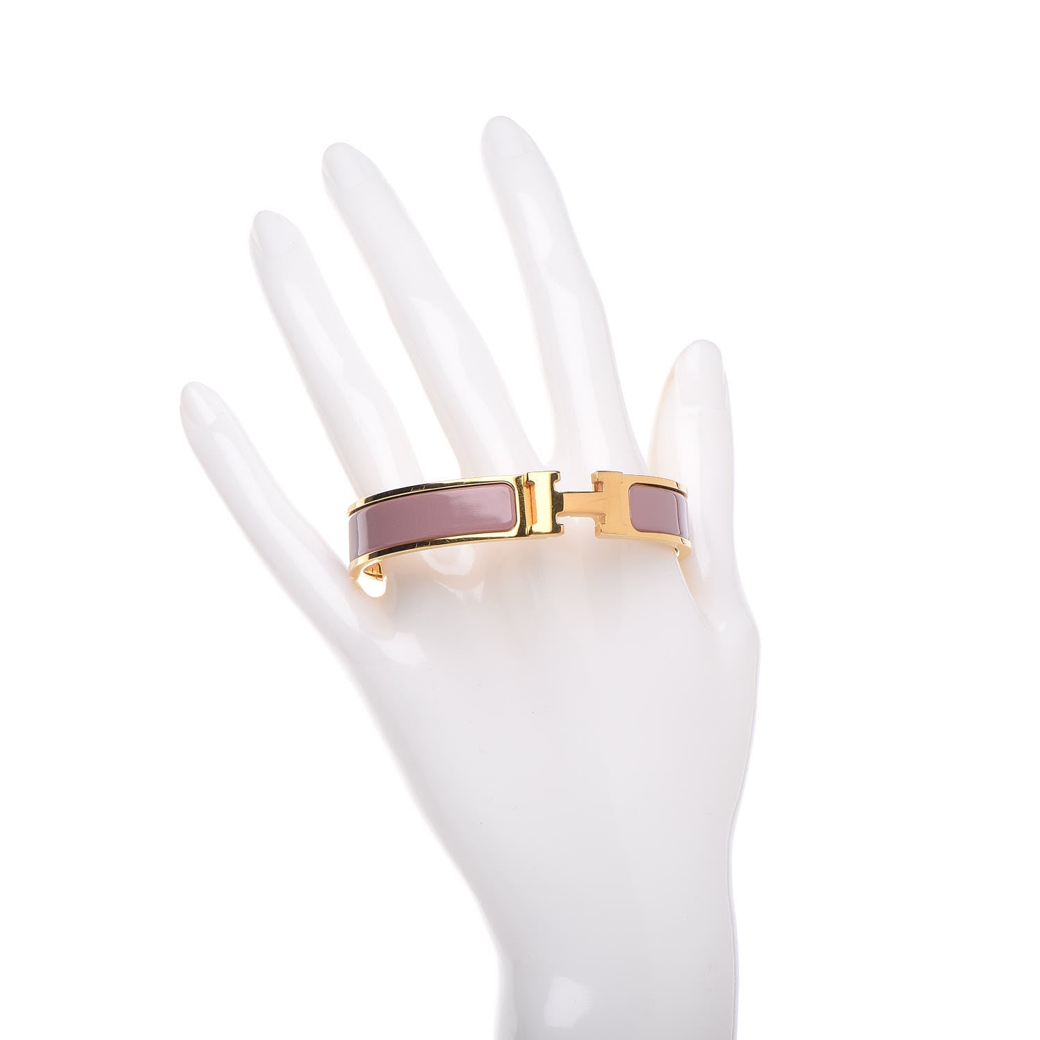 Hermes Enamel Narrow Clic Clac H Bracelet GM Bois De Rose 2 of 5