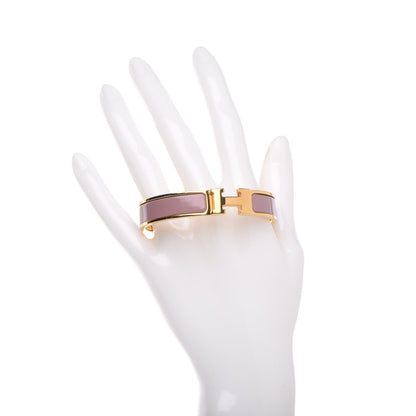 Hermes Enamel Narrow Clic Clac H Bracelet GM Bois De Rose 2 of 5
