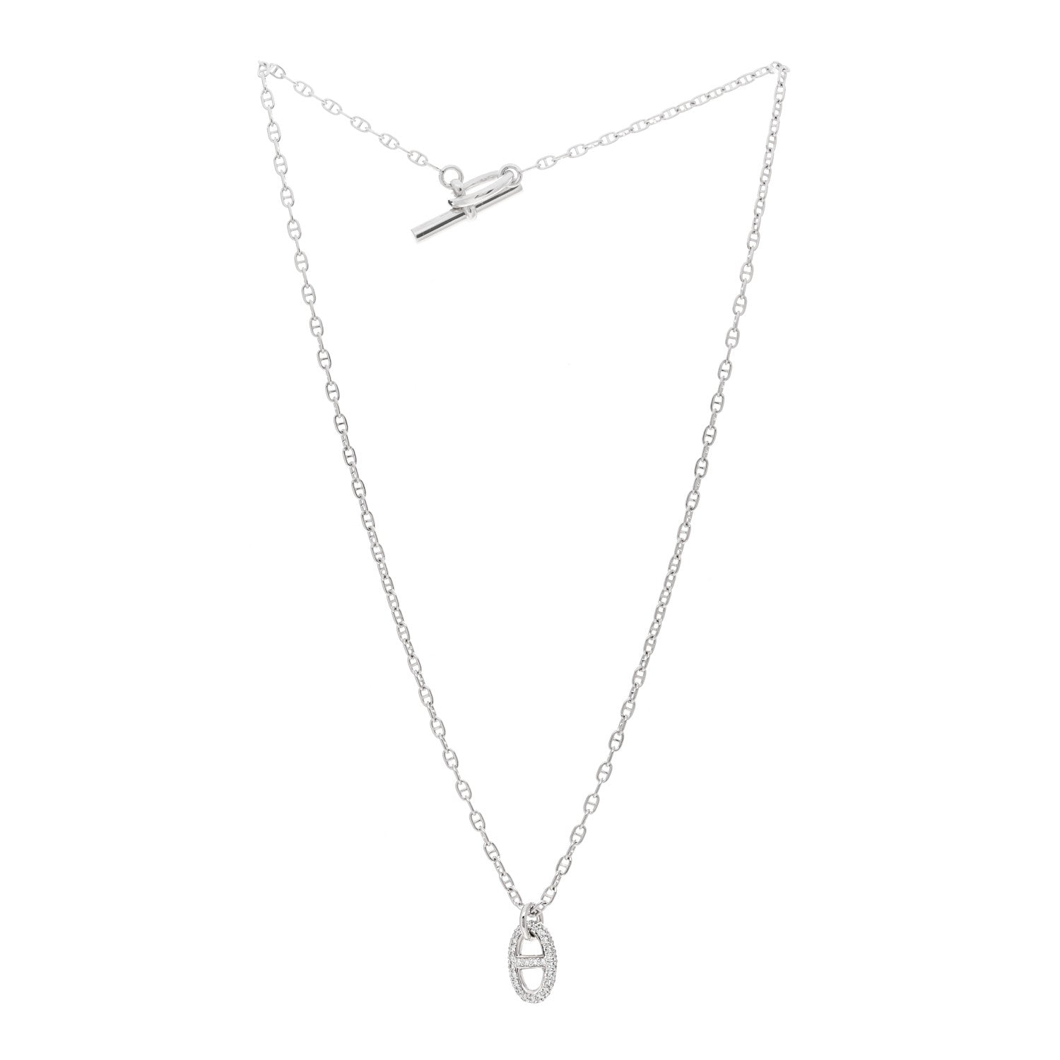 Hermes 18K White Gold Diamond New Farandole Pendant Necklace ST 3 of 5