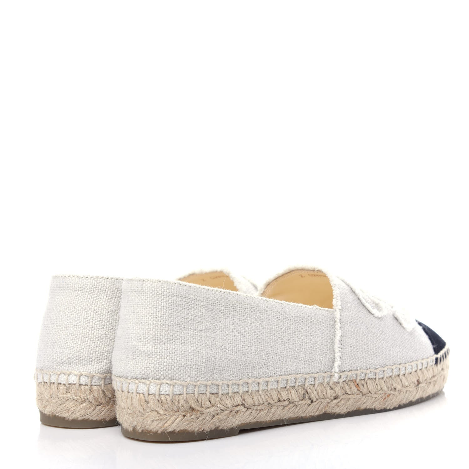 Chanel Linen CC Espadrilles 38 Beige Black 4 of 12