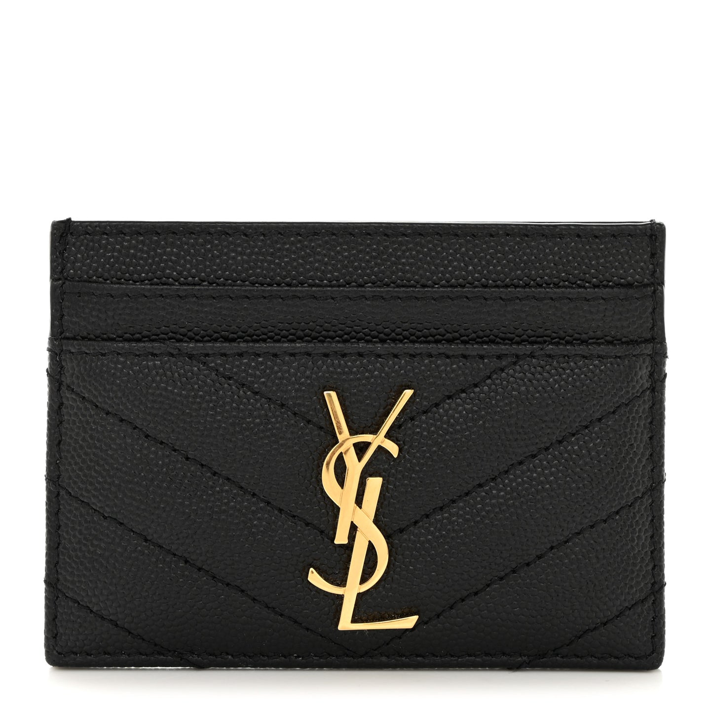 Grain De Poudre Matelasse Chevron Monogram Credit Card Case Black