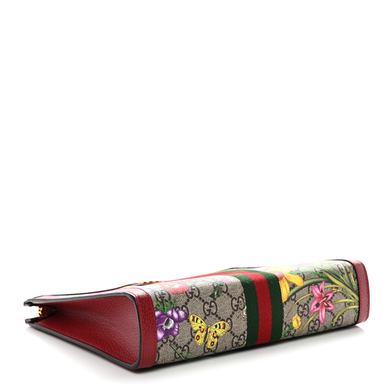 Gucci GG Supreme Monogram Flora Web Ophidia Pouch Red 4 of 10