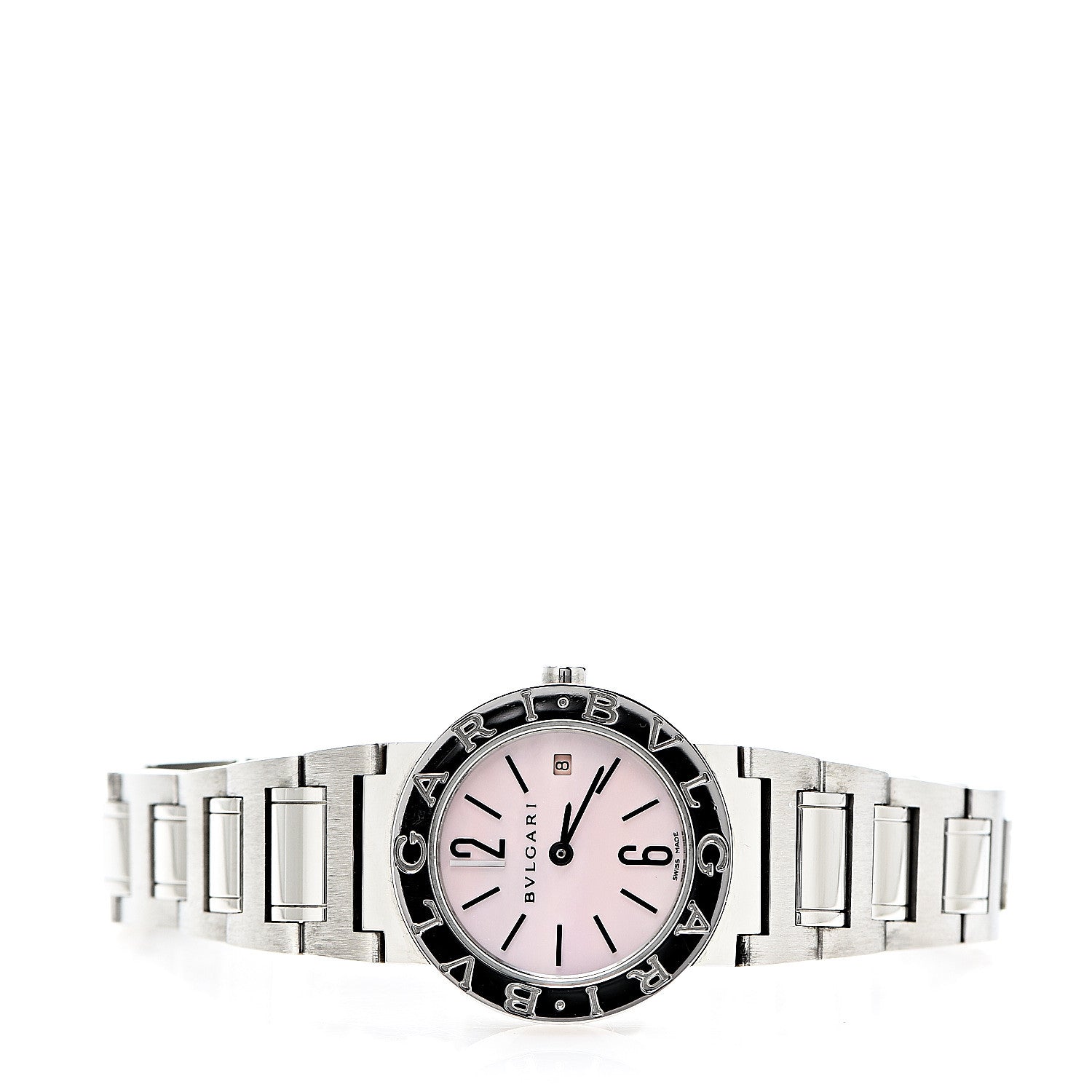 Bulgari Stainless Steel Pink Mother of Pearl 26mm Quartz Watch 2 of 6