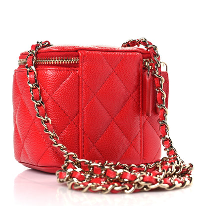 Chanel Caviar Quilted Mini Vanity Case With Chain Red 3 of 9
