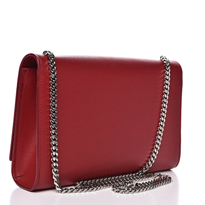Saint Laurent Grain De Poudre Medium Monogram Kate Satchel Red 2 of 14