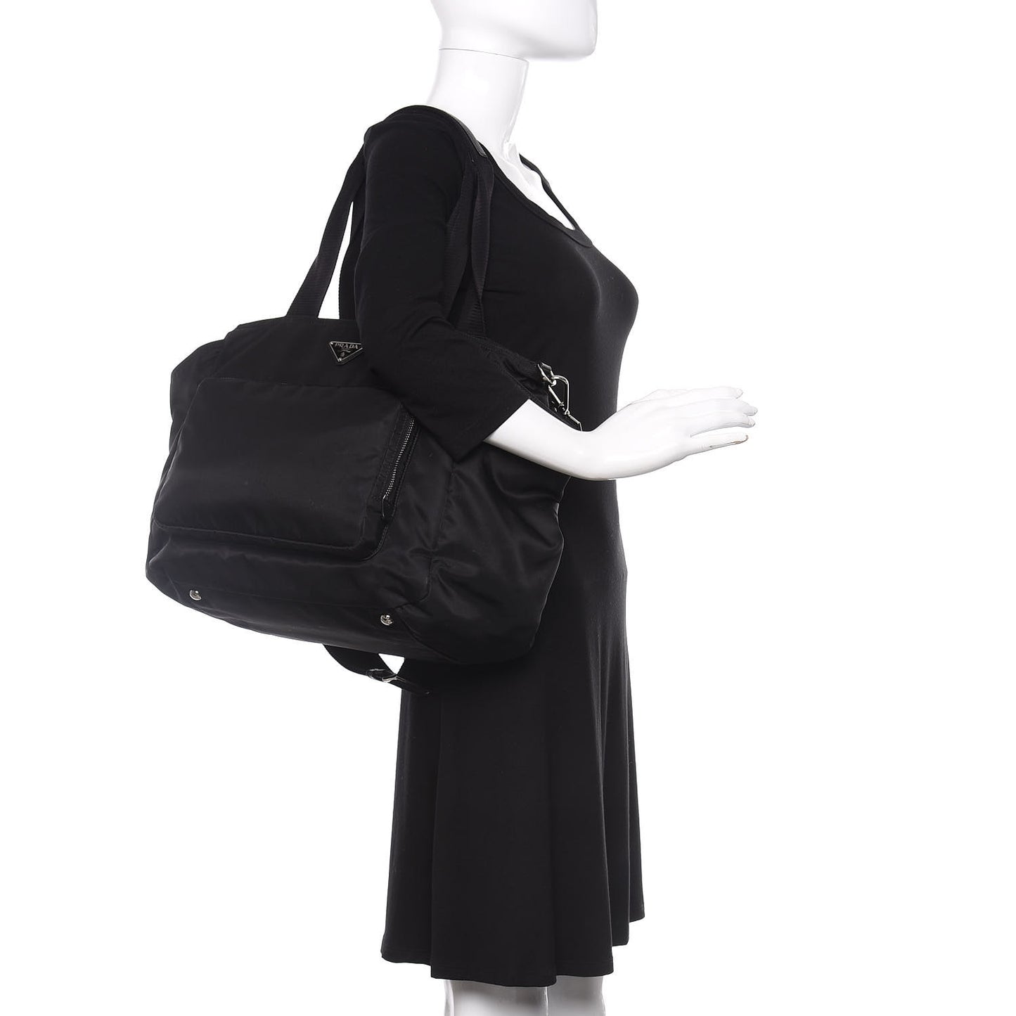 Tessuto Nylon Vela Diaper Bag Black