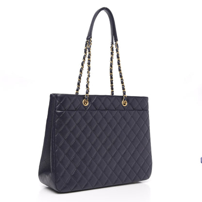 Chanel Caviar Quilted Large CC Shopping Tote Navy 3 of 11