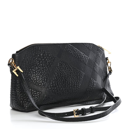 Burberry Signature Grain Calfskin Check Embossed Small Chichester Crossbody Clutch Bag Black 3 of 9
