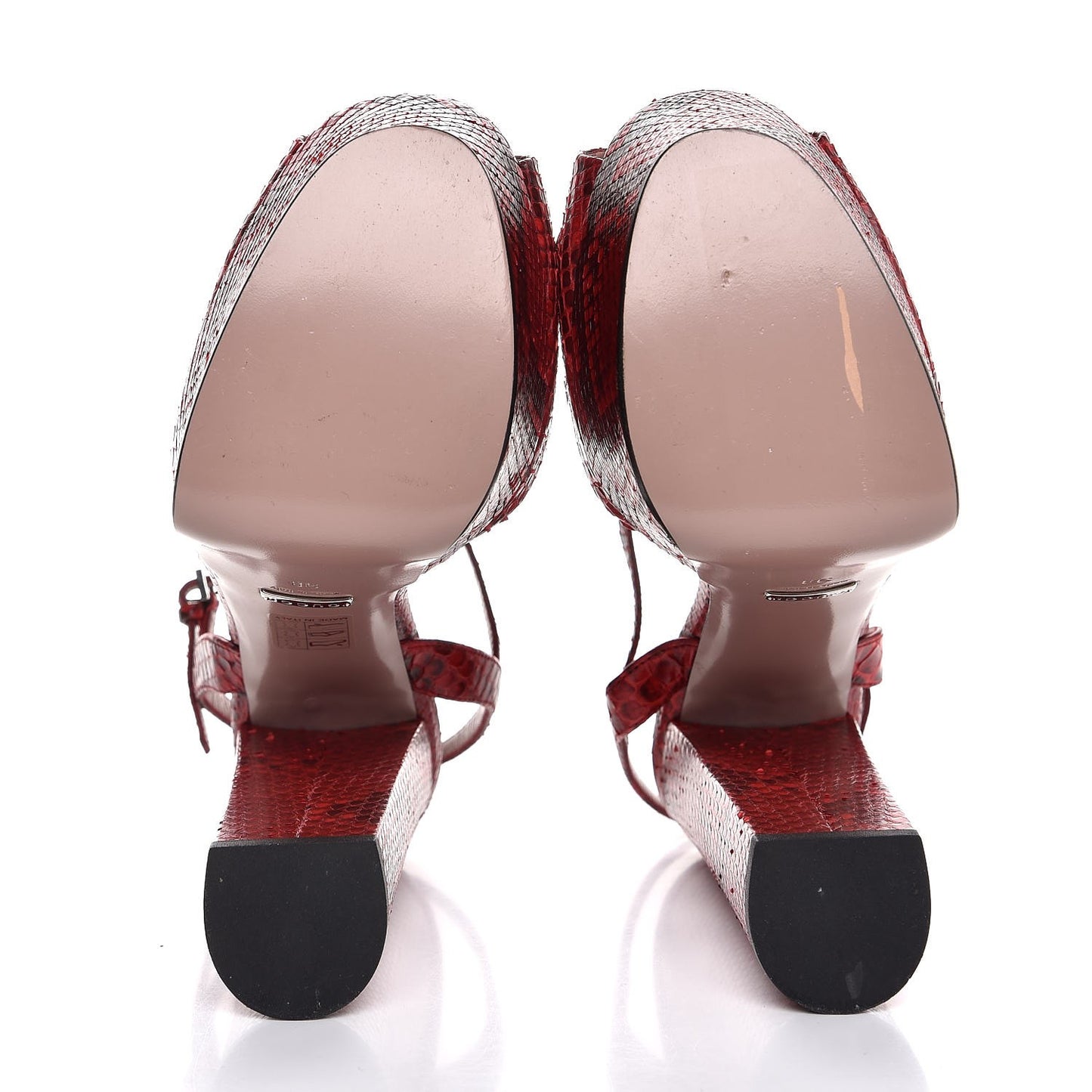 Python Horsebit Platform High Heel Sandals 38 Red