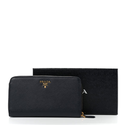Prada Saffiano Metal Zip Around Wallet Baltico 8 of 8