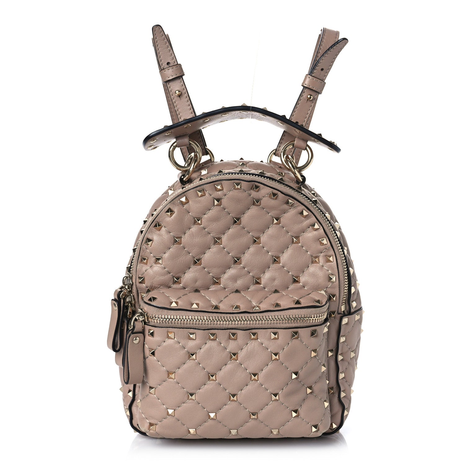 Valentino Garavani Nappa Quilted Mini Rockstud Spike Backpack Poudre 1 of 8