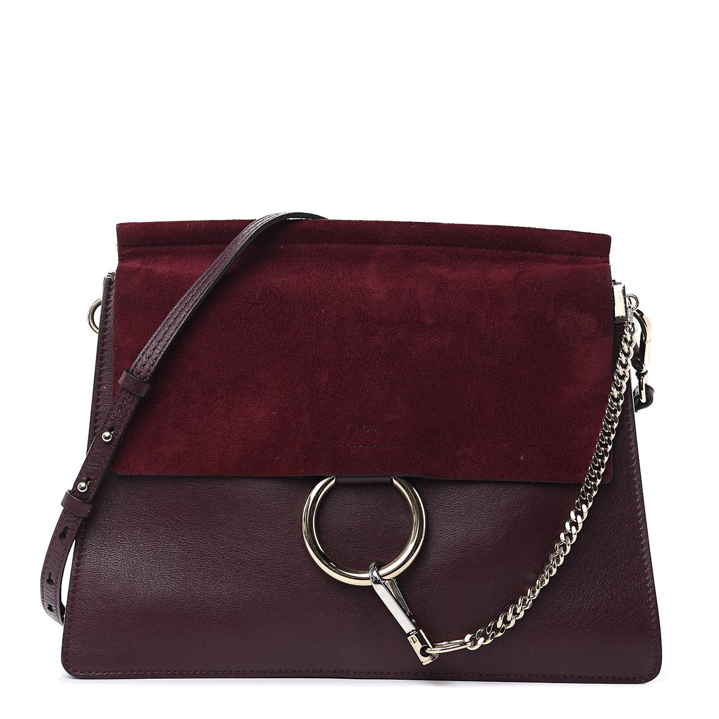 Suede Calfskin Medium Faye Shoulder Bag Dark Purple