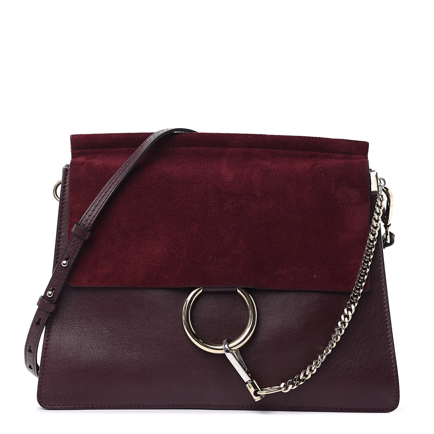 Chloe Suede Calfskin Medium Faye Shoulder Bag Dark Purple 1 of 12