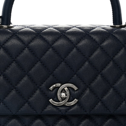 Chanel Caviar Quilted Medium Coco Handle Flap Navy Blue 8 of 10