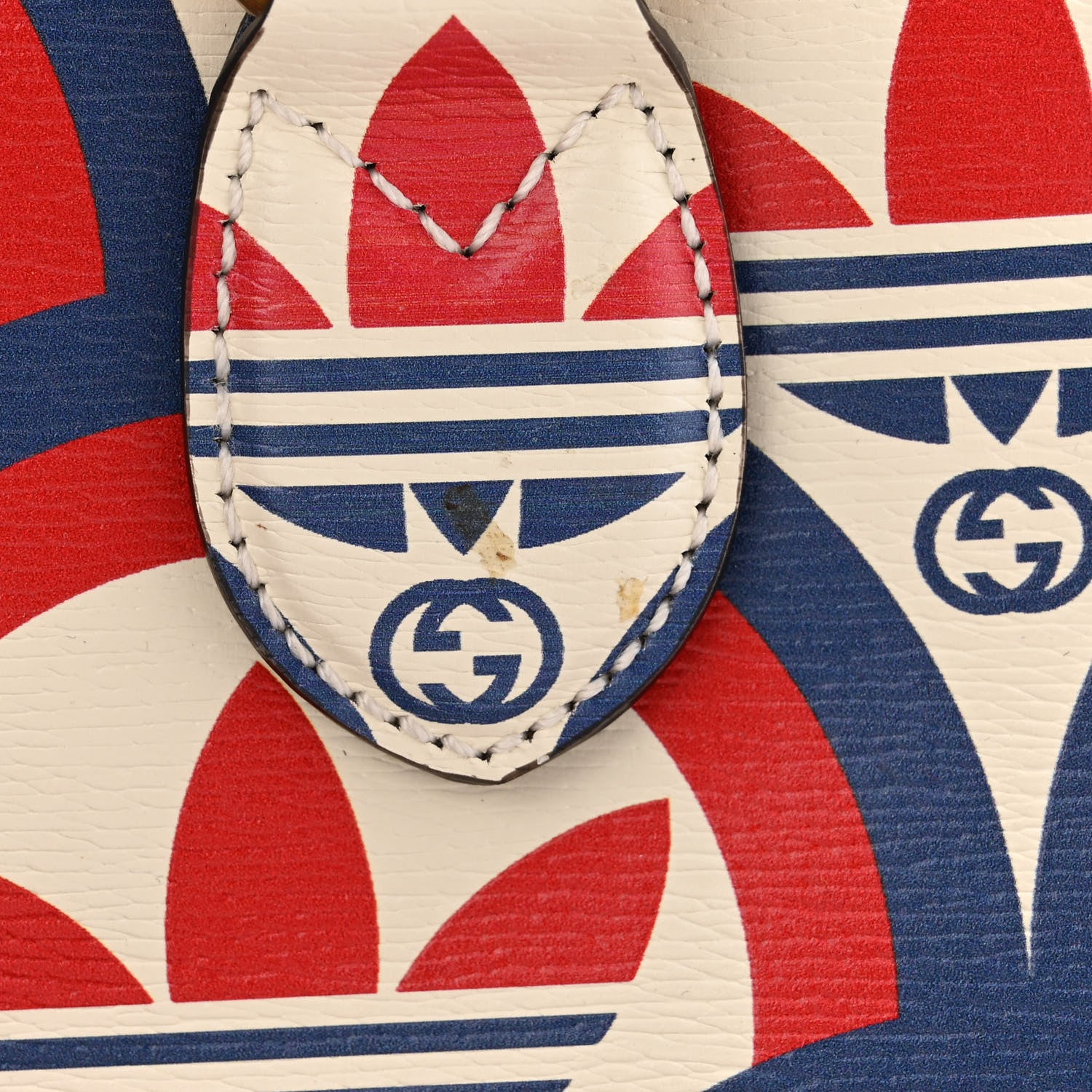 Gucci X ADIDAS Shangai Calfskin Web Trefoil Interlocking G Mini Duffle Bag Red White Blue 12 of 13