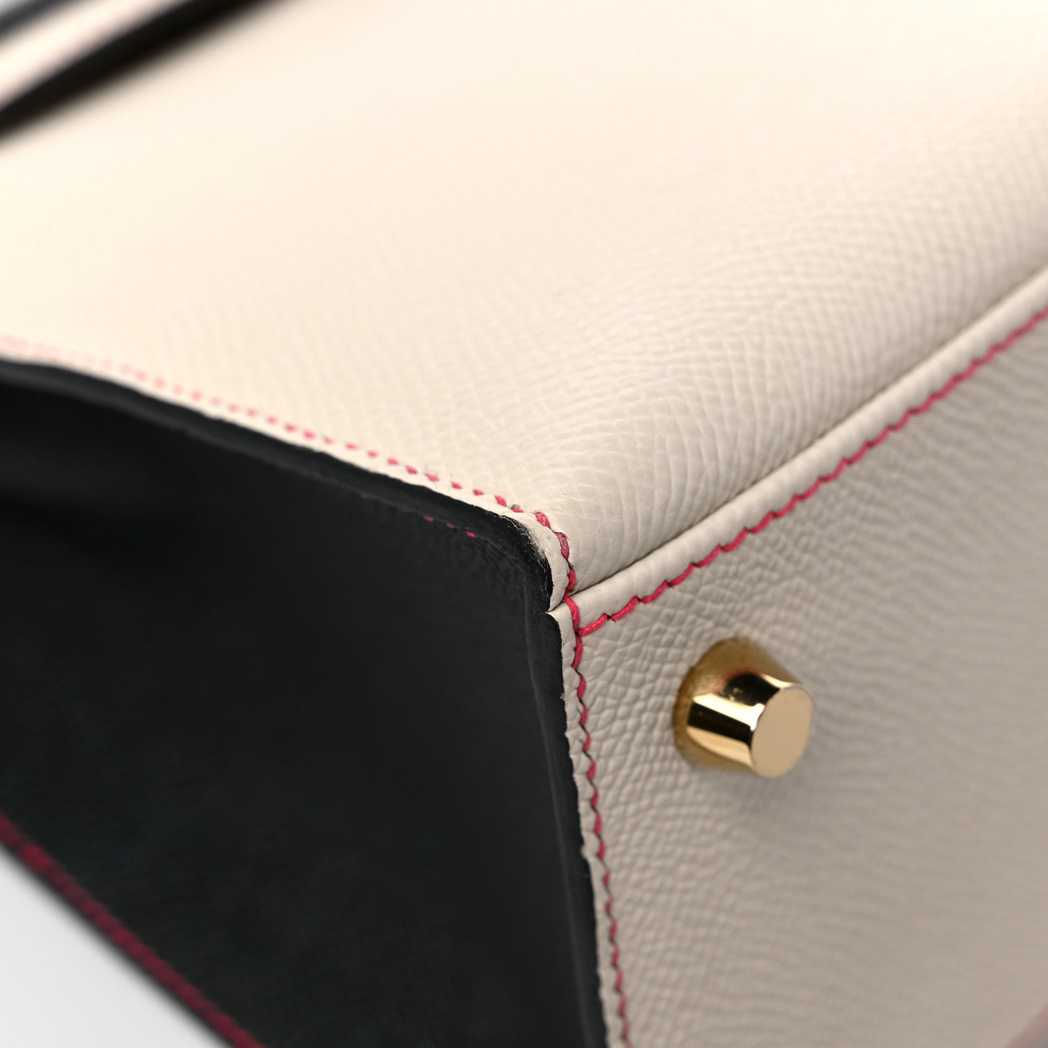 Hermes Epsom Bi-Color Horseshoe Kelly Sellier 25 Craie Black Rose Azalea 8 of 20