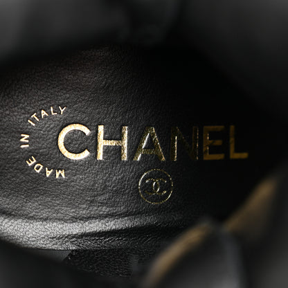 Chanel Calfskin Patent Cap Toe Interlocking CC Ankle Boots 39.5 Black 8 of 13