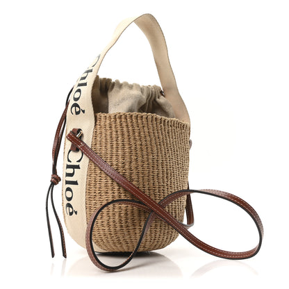 Chloe Raffia Calfskin Small Woody Basket Bag Brown 3 of 10