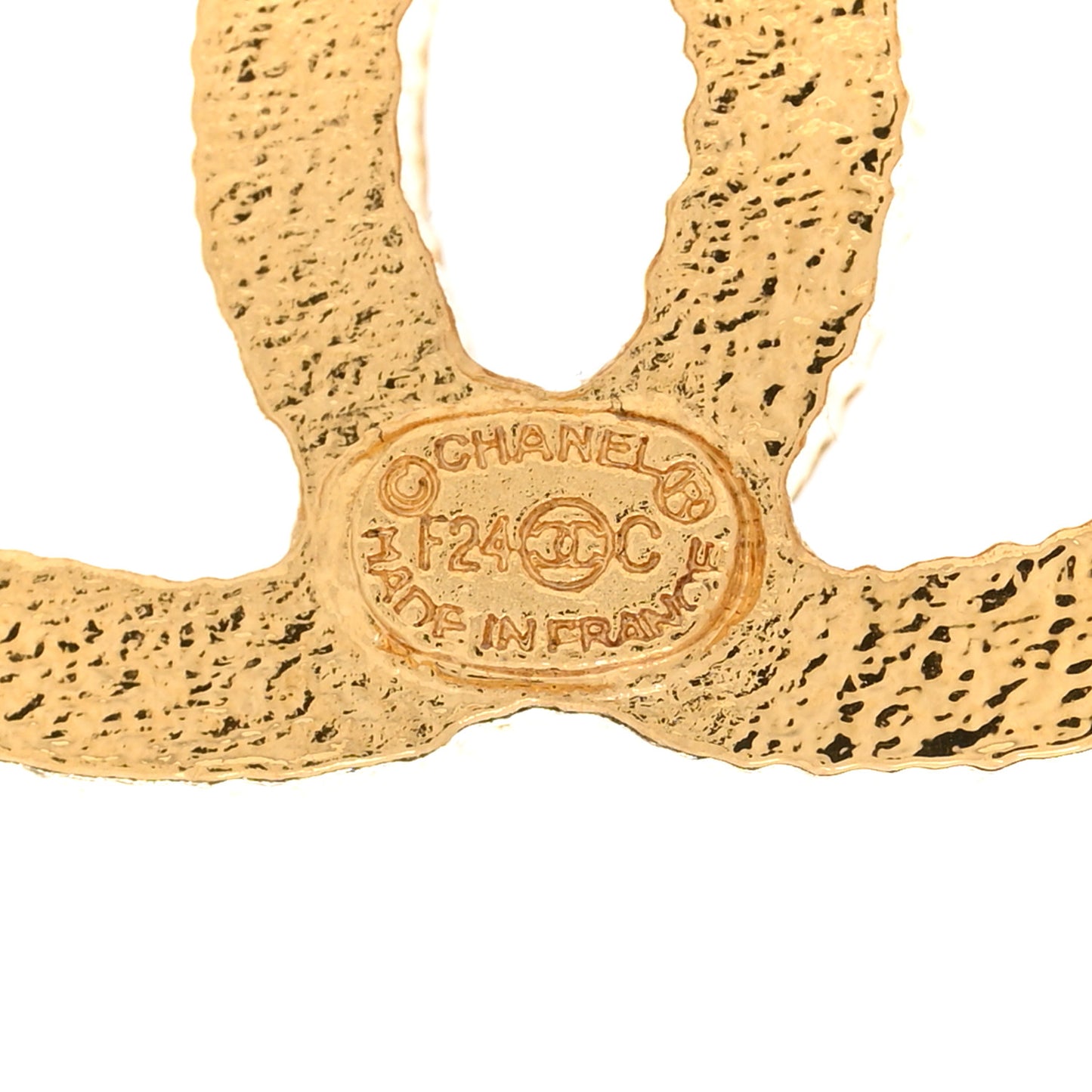 Metal Textured CC Earrings Gold