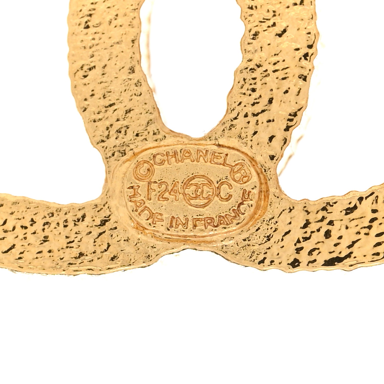 Chanel Metal Textured CC Earrings Gold 4 of 5
