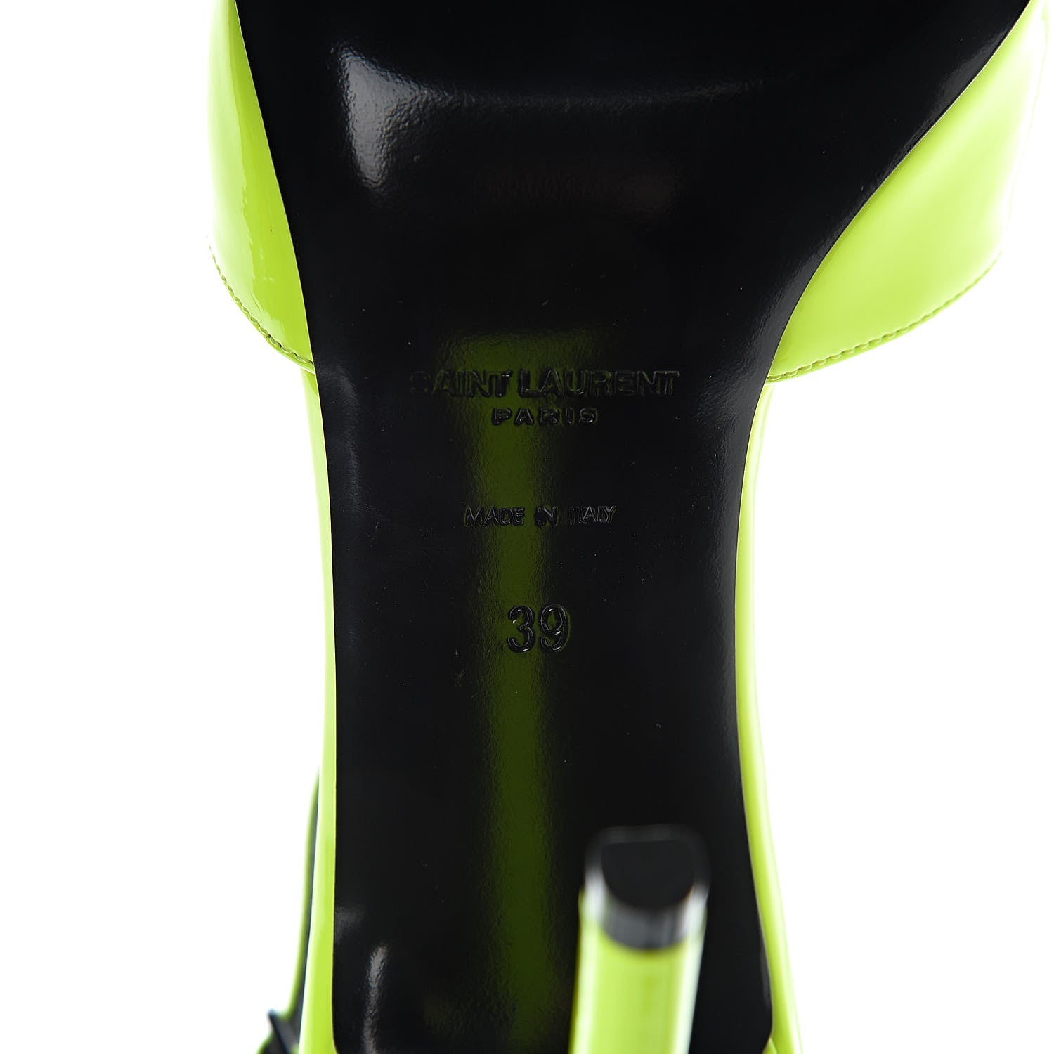 Saint Laurent Patent Anja 105 Ankle Strap Pointed Pumps 39 Fluo Yellow 7 of 10