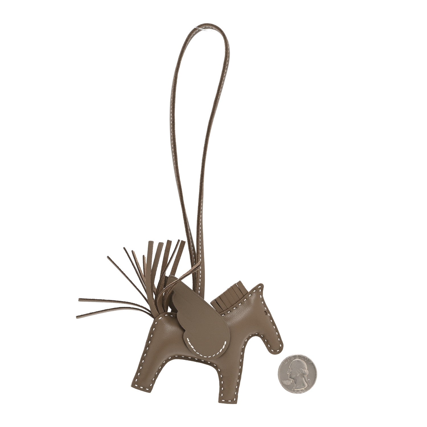 Hermes Milo Lambskin Grigri Rodeo Pegase Horse Bag Charm PM Etoupe 2 of 5