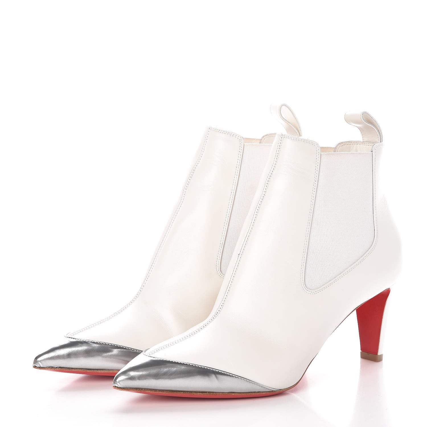 Christian Louboutin Calfskin Antispecchio Superchen 70 Booties 37.5 Snow Silver 3 of 8