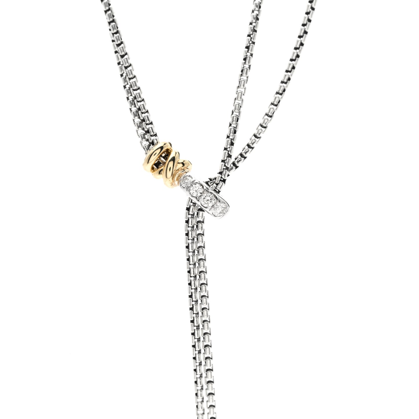 Sterling Silver 18K Yellow Gold Diamond Petite Helena Y Necklace
