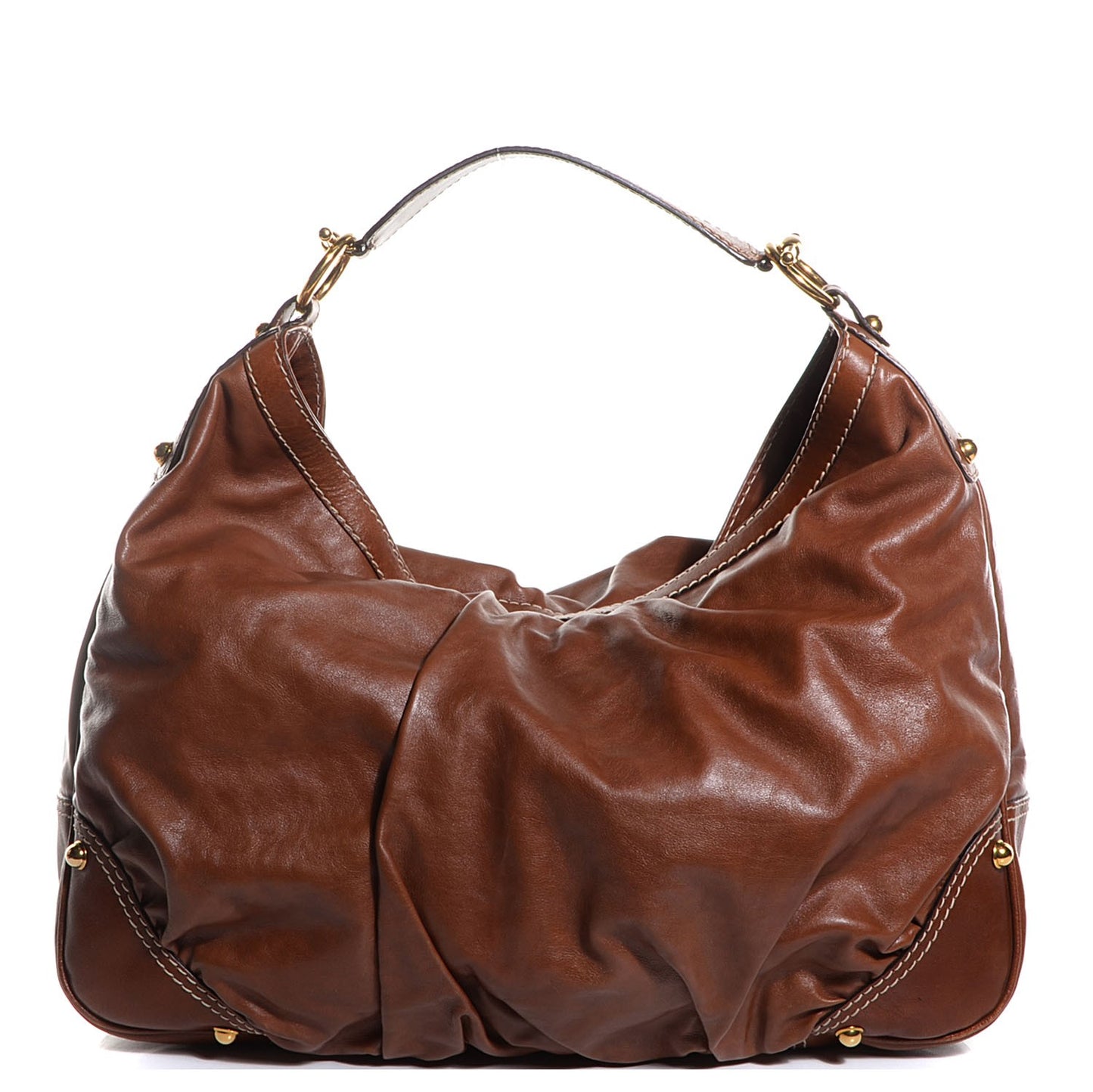 Leather Large Jockey Hobo Brown