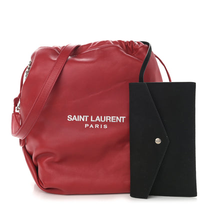 Saint Laurent Lambskin Teddy Drawstring Bag Eros Red 1 of 12