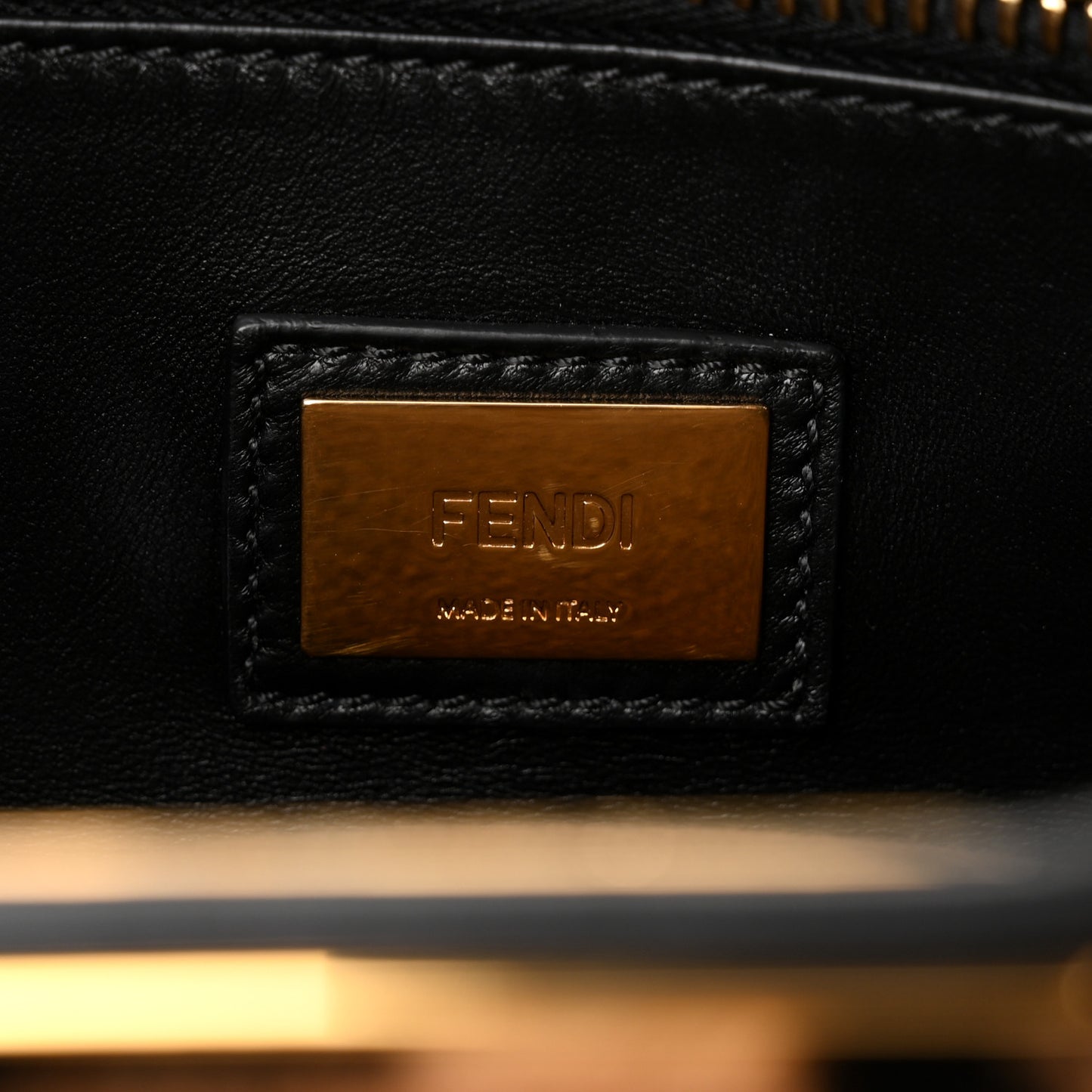 Shearling Vitello Vernice Mou Pequin Striped Medium Peekaboo Iconic Satchel Tobacco Black