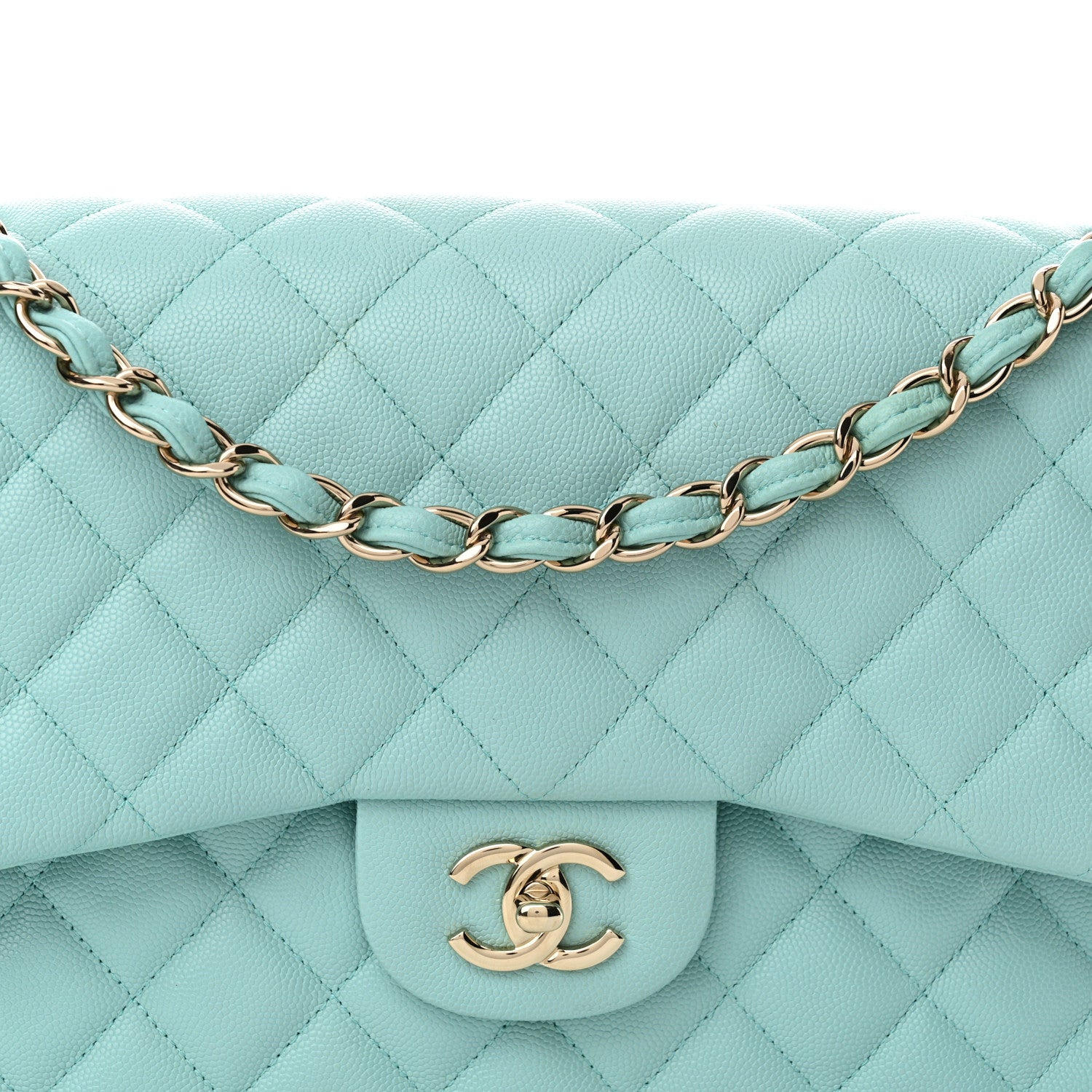 Chanel Caviar Quilted Jumbo Double Flap Light Blue 8 of 13