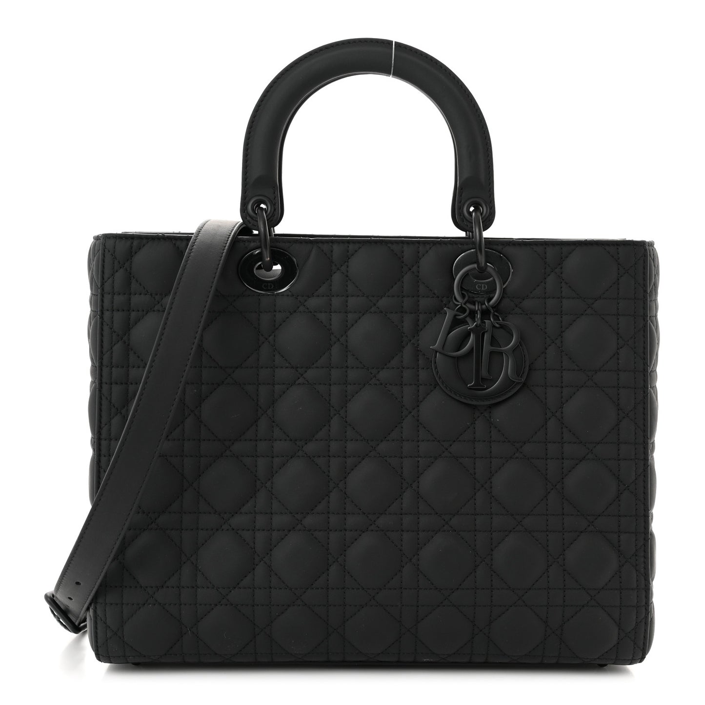 Ultra Matte Calfskin Cannage Large Lady Dior Black