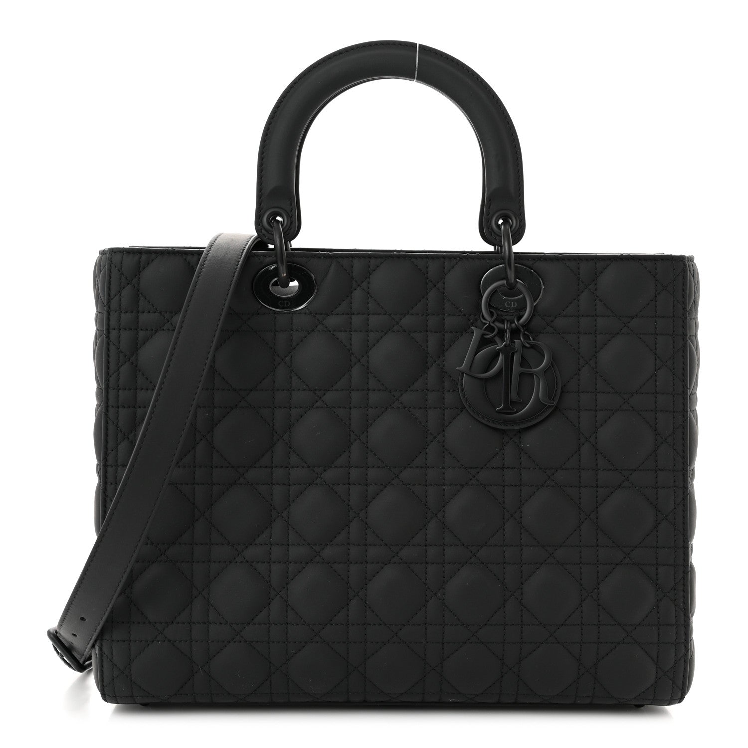 Christian Dior Ultra Matte Calfskin Cannage Large Lady Dior Black 1 of 12