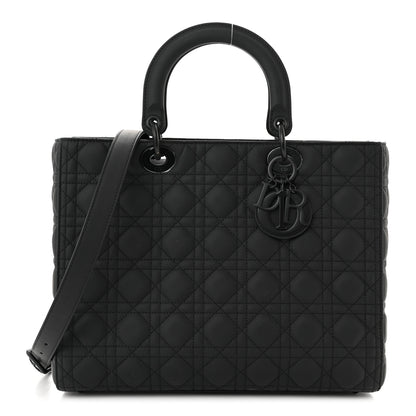 Christian Dior Ultra Matte Calfskin Cannage Large Lady Dior Black 1 of 12