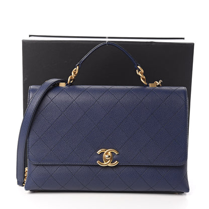 Chanel Grained Calfskin Stitched Flap Navy Blue 13 of 13