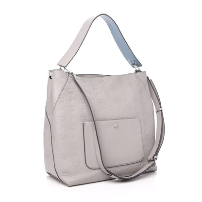 MCM Calfskin Ottomar Monogram Large Klara Hobo Dove 3 of 13