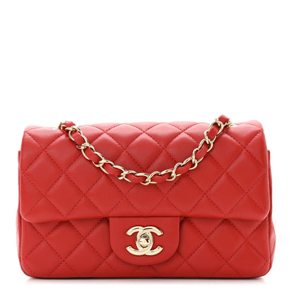 Chanel Lambskin Quilted Mini Rectangular Flap Red 1 of 11